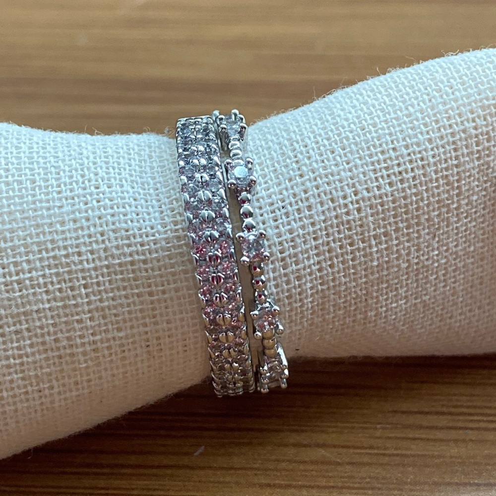 Sparkling ✨ Silvertone and CZ Ring Set